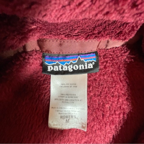 Patagonia Womens Jacket Medium Polartec Thermal Pro rug Fleece Burgundy - Picture 8 of 15